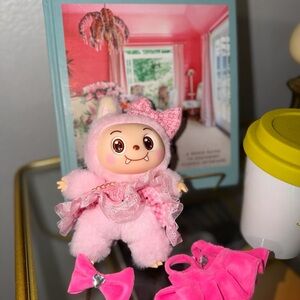 Adorable Pink Plush Monster keychain bag charm